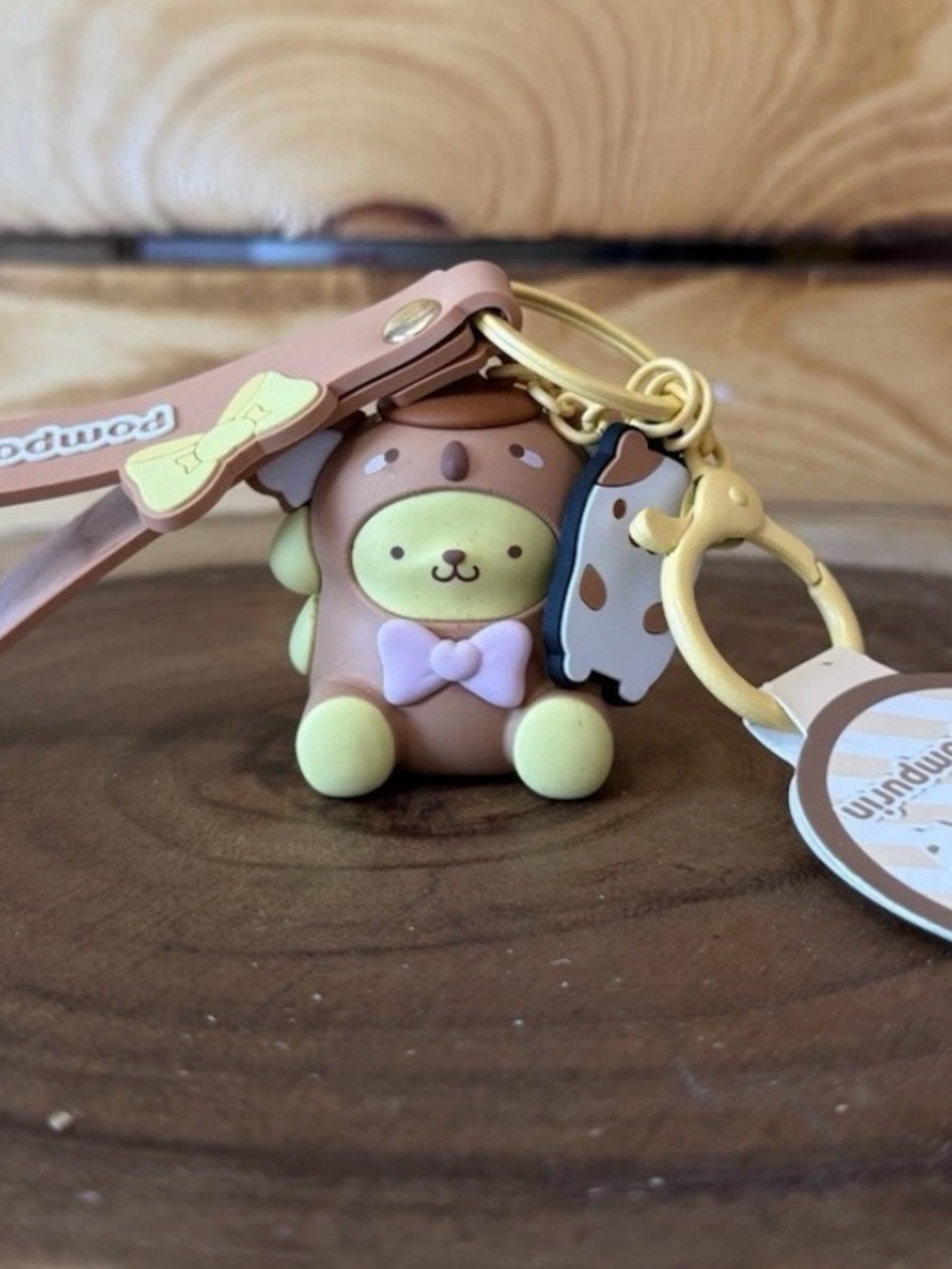 Sanrio Pompompurin Dressed as Bear Figure Keychain Bag Charm New